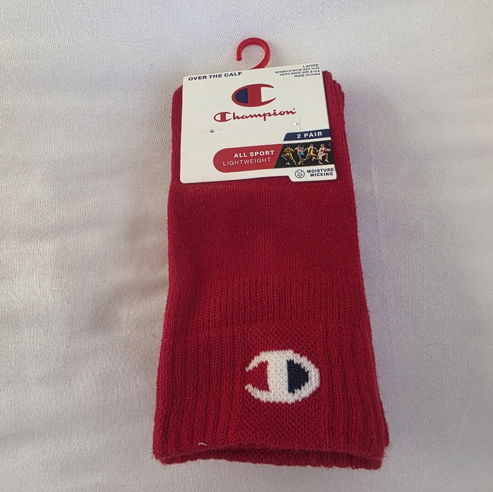 Champion Bold Red Athletic Over The Calf Socks NWT Size Large